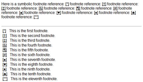 Image result for Common Symbols for Footnotes