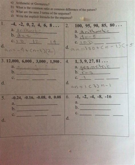 Solved: Arithmetic or Geometric? b) What is the common ratio or common ...