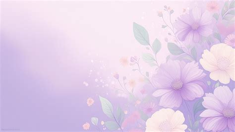 Light Purple Aesthetic Background with Delicate Flowers - SlidesCorner