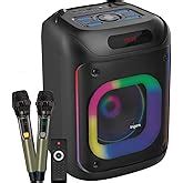 FINGERS 2Mic-Karaoke Portable Speaker with 2 Wireless Mics (RGB Lights ...