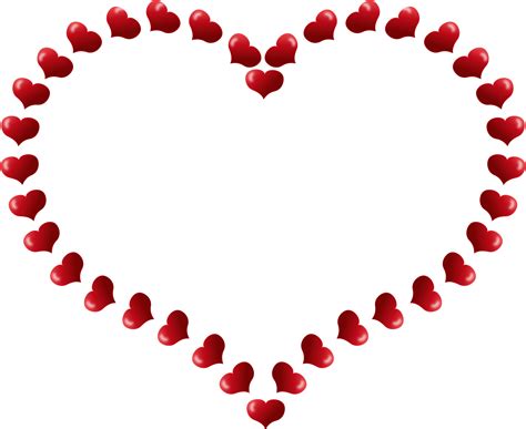 Clipart - Red Heart Shaped Border with Little Hearts