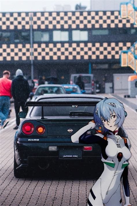 animeirl, Neon Genesis Evangelion, Nissan Skyline R34, car, Japanese ...