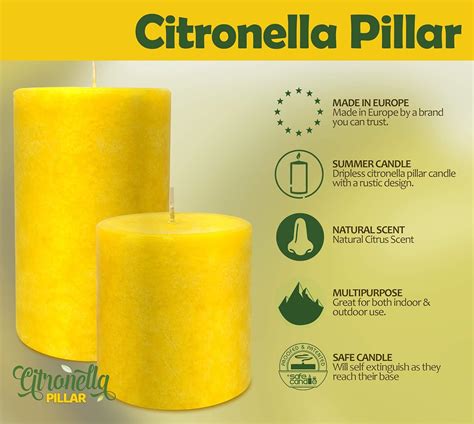 Buy Citronella Pillar Candles - 4 Pack - Scented Citronella Candles - 3 ...