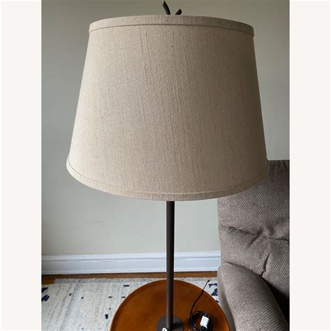Iron Twist Base Wood Tray Table Floor Lamp - AptDeco