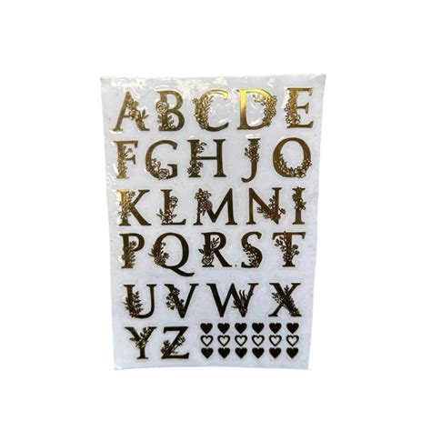 Alphabet metal sticker sheet