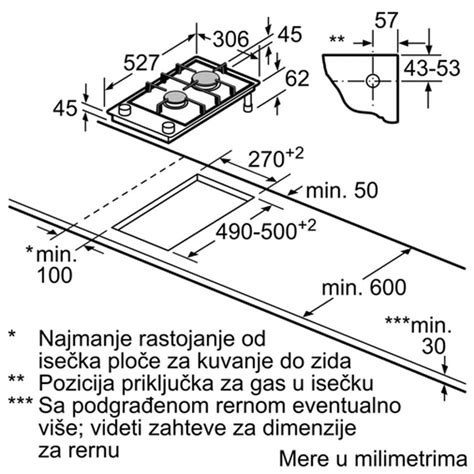 Ugradna ploča za kuvanje plin Domino 30cm serija 8 Bosch PRB3A6B70 ...
