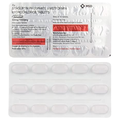 Janumet 50mg/1000mg - Strip of 15 Tablets : Amazon.in: Fashion
