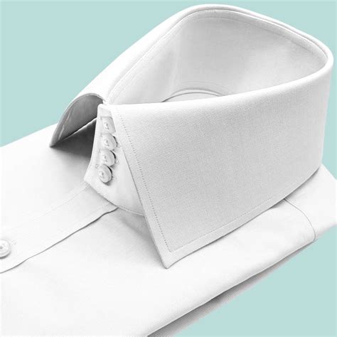 Solid White High Spread Collar Dress Shirt Mens/ 3" Tall Neck 4 Buttons ...