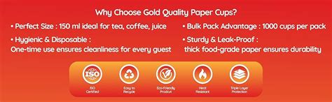 GRACE PAPER GLASS 150 ml White Pack of 100 Gold Quality Paper Cup ...