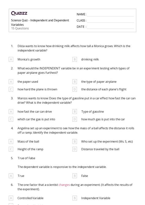 50+ dependent variables worksheets for 11th Class on Quizizz | Free ...