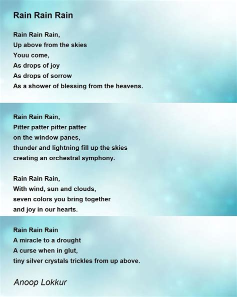 Rain Rain Rain Poem by Anoop Lokkur - Poem Hunter