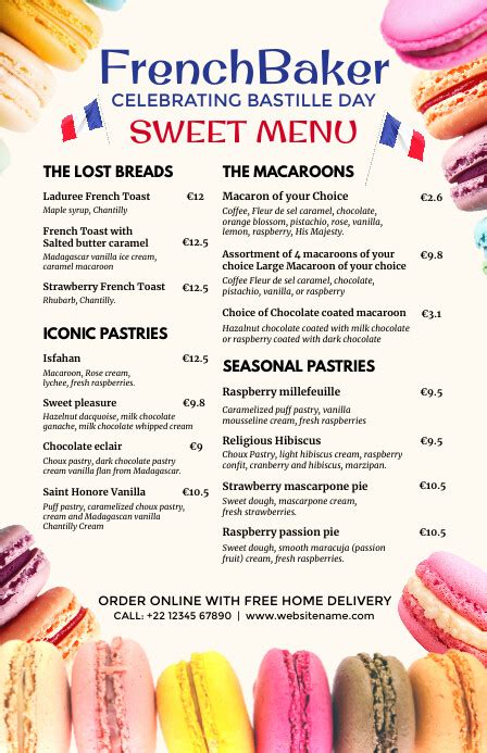 Bastille French Bakery Menu Template | PosterMyWall