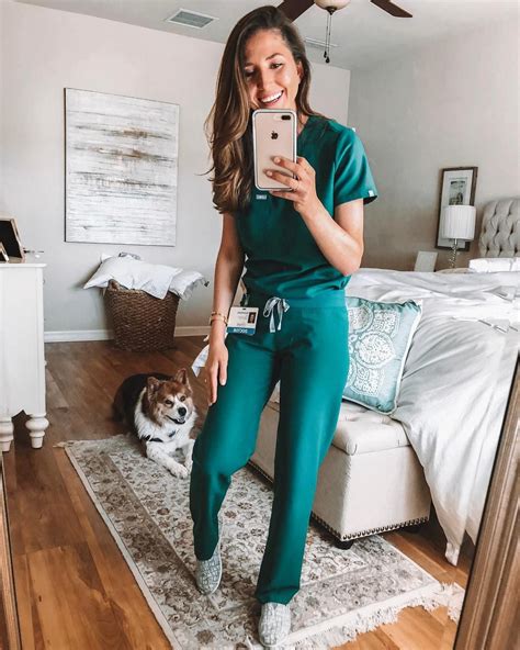FIGS Hunter Green Scrubs - Rachel Nickels in our Catarina scrub top and ...