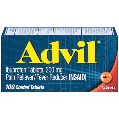 Advil Pain Reliever/Fever Reducer, 200 mg, Coated Tablets, 100 tablets