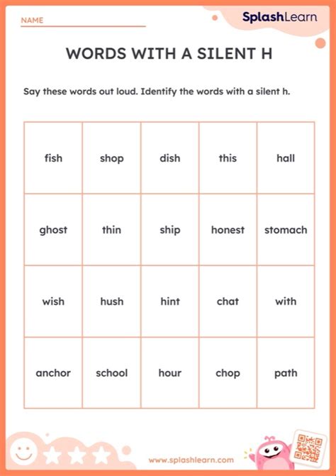 Words With a Silent H — Printable ELA Worksheet