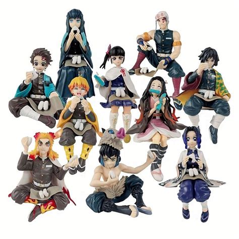 Buy AUGEN Demon Slayer Set of 10 Action Figure Limited Edition for Car ...