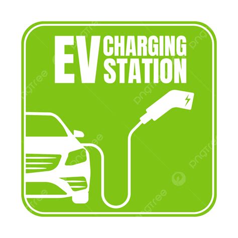 Electric Car And Charger Green Sticker Vehicle Charging Station Icon ...