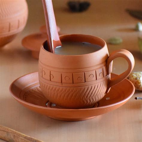 Terracotta Maharaja Tea Cup Set Of 6 | Lila by A G Design