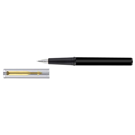 PARKER BETA PREMIUM FOUNTAIN PEN SILVER FINISH CAP WITH GOLD TRIM BLUE ...