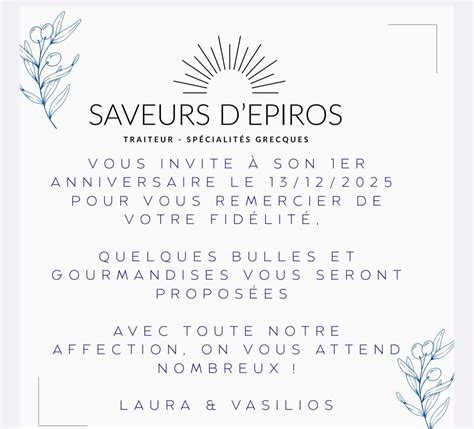 Saveurs dEpiros fête ses 1 an ? , avenue Wannecouter 137, Région de ...