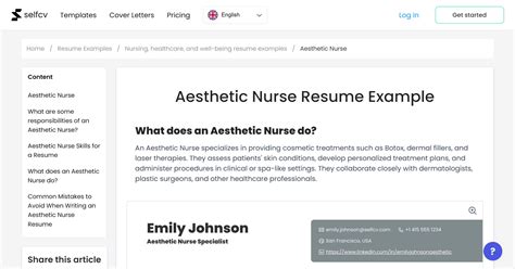 Aesthetic Nurse Resume Example