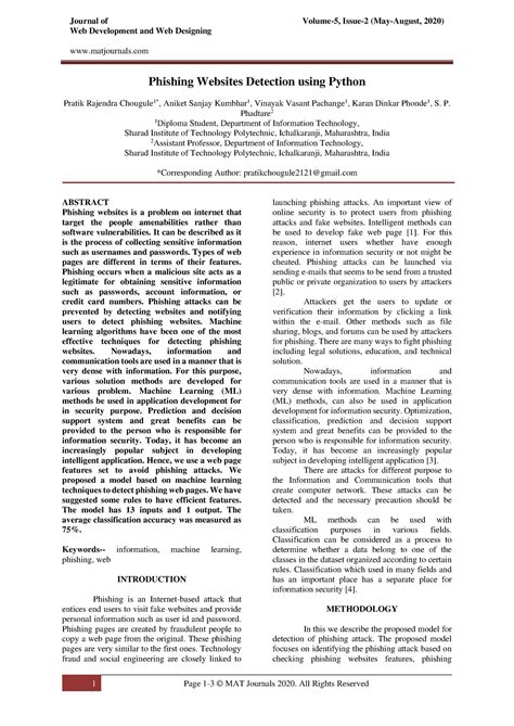 (1-3)Phishing Websites Detection - 1 Page 1-3 © MAT Journals 2020. All ...