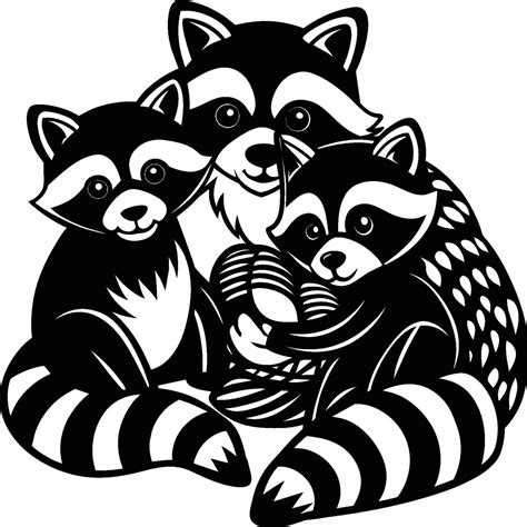 Raccoons silhouette black white illustration 45245396 Vector Art at Vecteezy