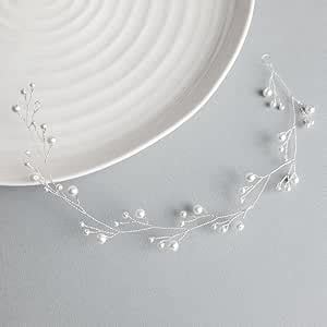 Buy DHANABAPA Beaded Hair Vine, Wedding Headband, Pearl Bridal Hair ...