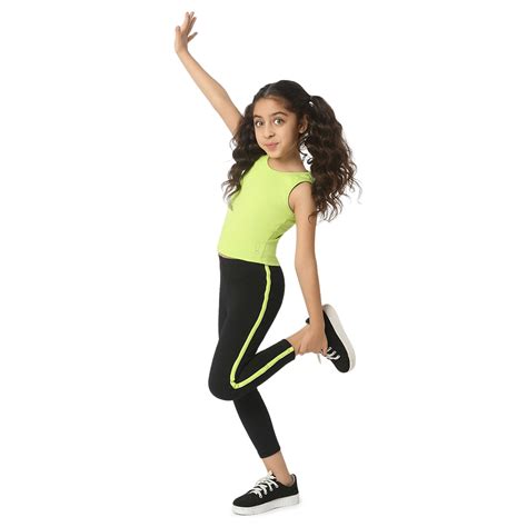 Lime Tank Top & Black Neon Leggings Set
