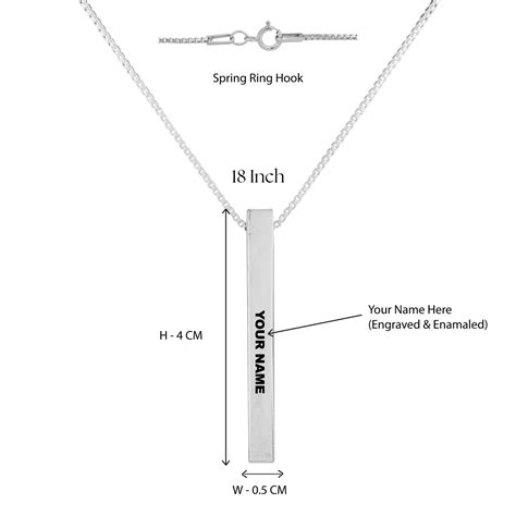 925 Silver Name Bar Pendant with Chain – Hem Jewels