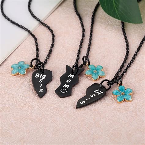Buy Aesnefe Mom Big Sister Little Sister Pendant Necklaces Set for 3 ...