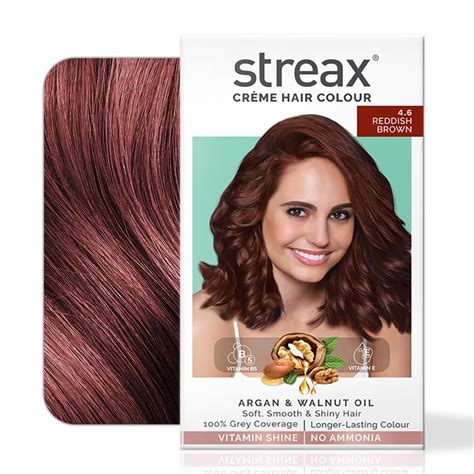 Streax Crème Permanent Hair Colour - 4.6 Reddish Brown Hair Colour- 120 ...