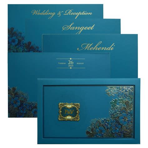 Blue Premium Padded Marriage Invitation-KPR24390 – King of Cards