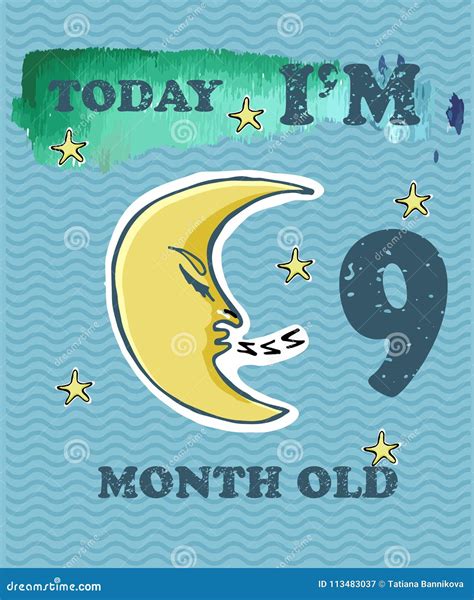 Vector Baby Milestone Card for Girl or Boy.Today I`m 9 Month Ol Stock ...