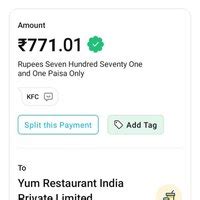 KFC India — Did not received my order and money got deducted