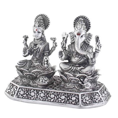 Silver 925 Ganesh Laxmi Idol ~ CaratCafe