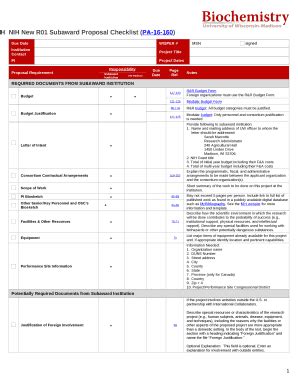 NIHNIH New R01 Subaward Proposal Checklist (PA-16-160) - biochem wisc ...