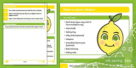 Lemon Volcano Experiment - EYFS - Science (teacher made)