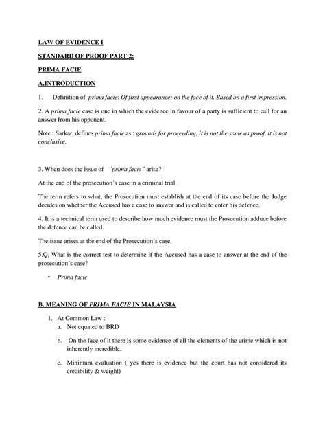 4. Prima Facie 2022 - A lecture note on topic 4 - LAW OF EVIDENCE I ...