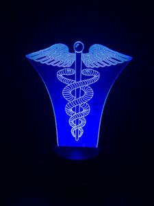 NAVEED ARTS 3D illusion LED lamp - Caduceus with IR Remote and USB ...