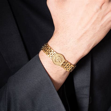 Buy Stylish Om Carving Gold Bracelet For Men Online – Brantashop