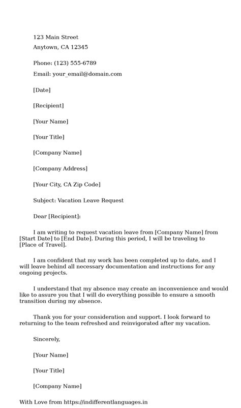 2 Examples of Request Letter For Vacation Leave