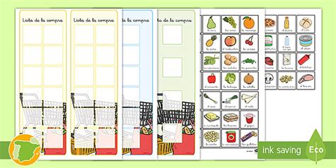 Tarjetas de vocabulario de juego de rol: La lista de la compra