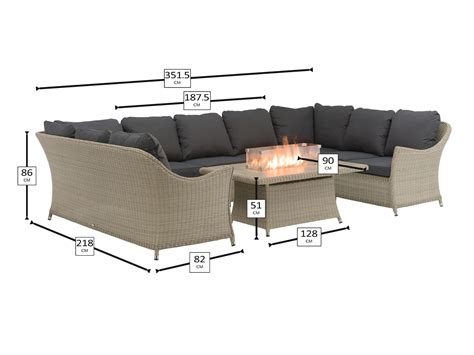 Bramblecrest – Monterey U-Shape Rattan Corner Sofa inc Gas Firepit in ...