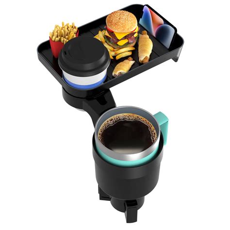 Car Cup Holder Tray with Expandable Base Car Food Tray Table Compatible ...