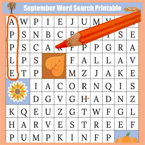 September Word Search Printable - Free National Days Word Find