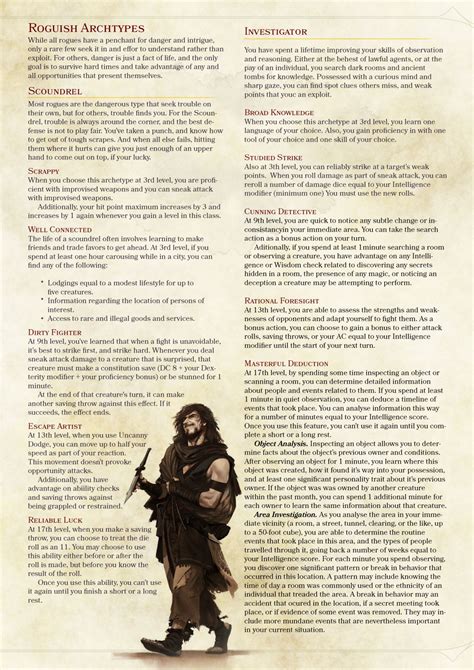 Dnd 5e Rogue Subclasses Wikidot