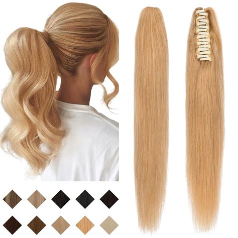 Amazon.com : SEGO Claw Clip Ponytail Extension Human Hair Clip in ...