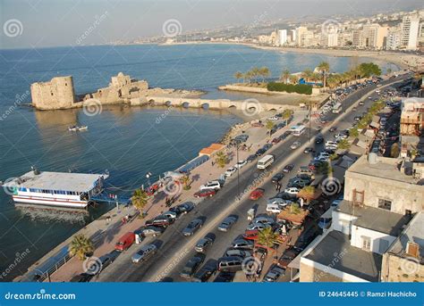 Saida Lebanon Crusader Seas Castle & the City Stock Image - Image of ...