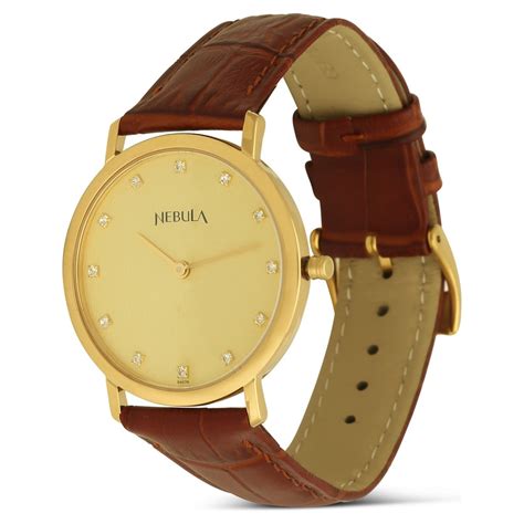 Buy Online Titan Nebula Vintage 18k Gold Analog Studded Indices Leather ...